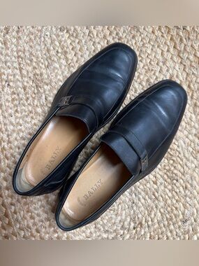 Bally Black Leather Bit Loafers Silver Tone "B" Hardware Men's Size 8 F Italy